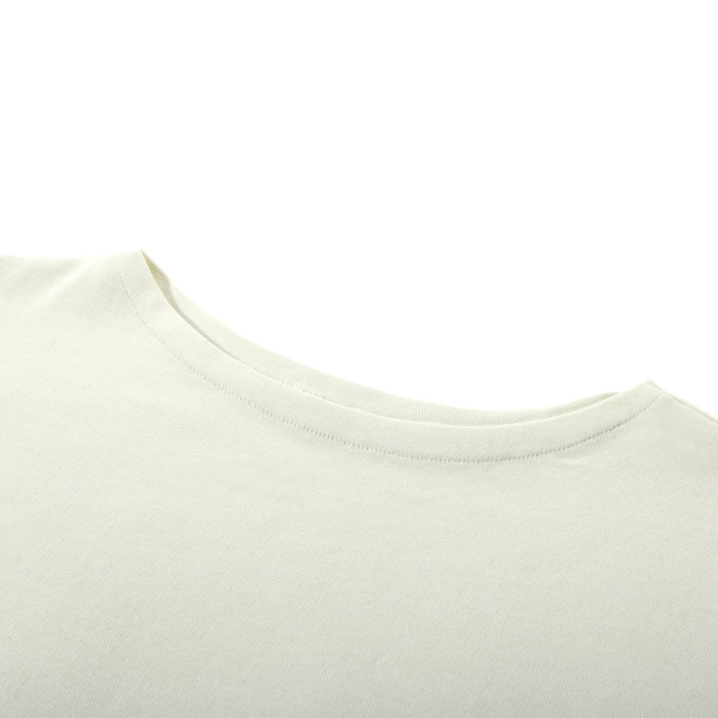 AURALEE LUSTER PLAITING BOAT NECK TEE IVORY PISTACHIO