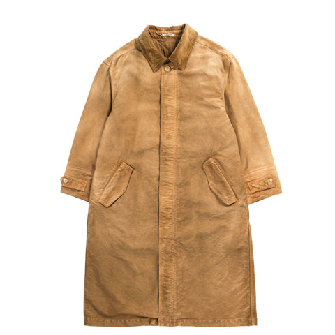 AURALEE GARMENT-DYED ORGANIC COTTON HEAVY MOLESKIN COAT FADED BROWN