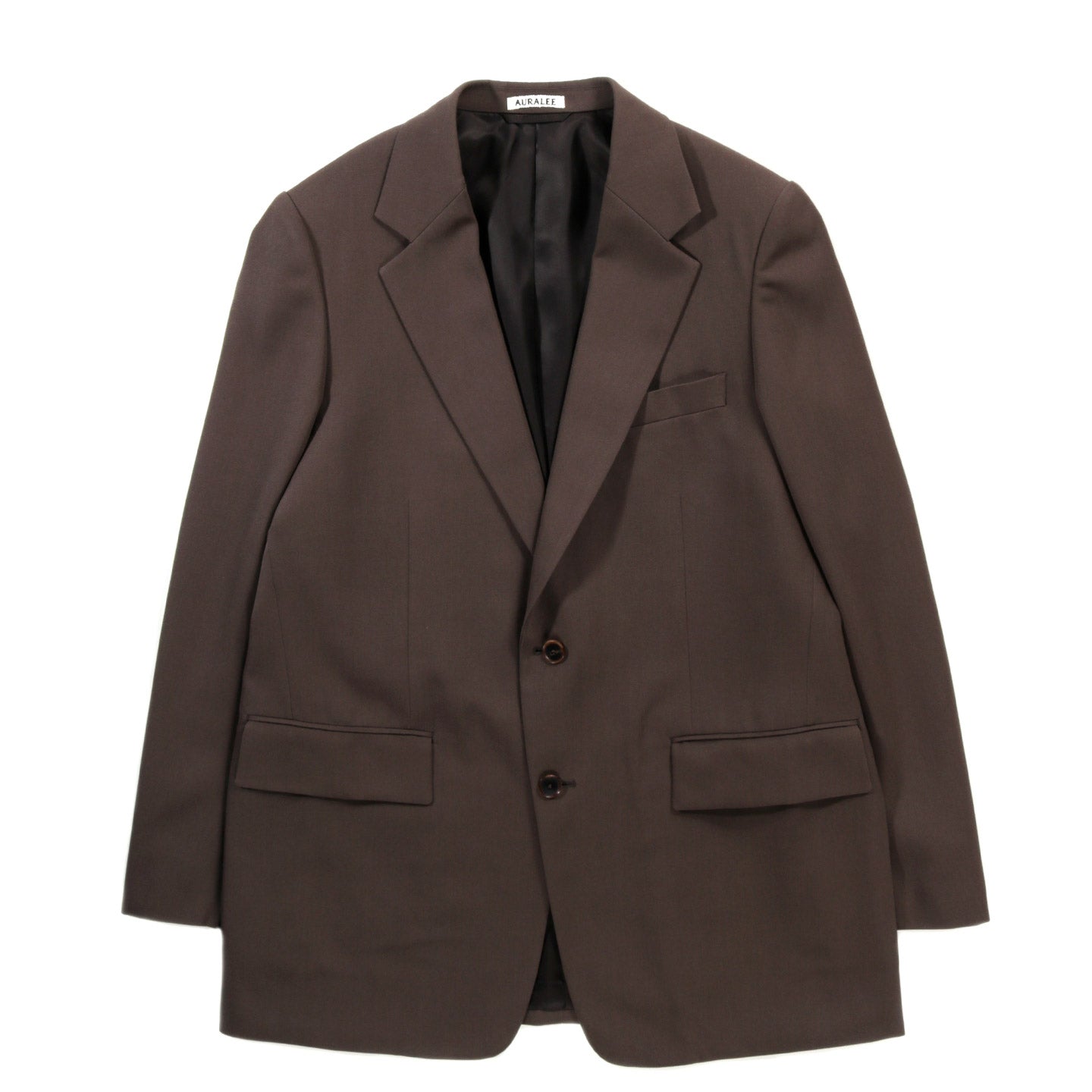 AURALEE LIGHT WOOL MAX GABARDINE JACKET DARK BROWN