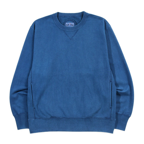 BLUE BLUE JAPAN HAND DYED INDIGO CREW NECK SWEATSHIRT BLUE