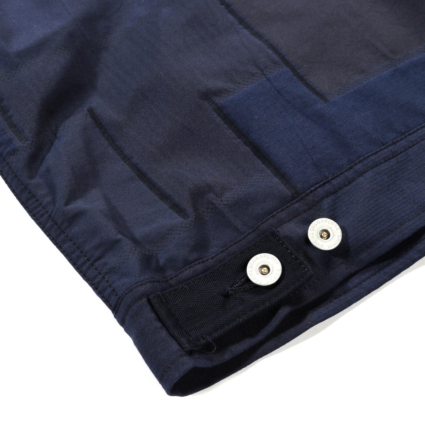 COMME DES GARCONS HOMME J018 PATCHWORK JACQUARD ZIP JACKET NAVY