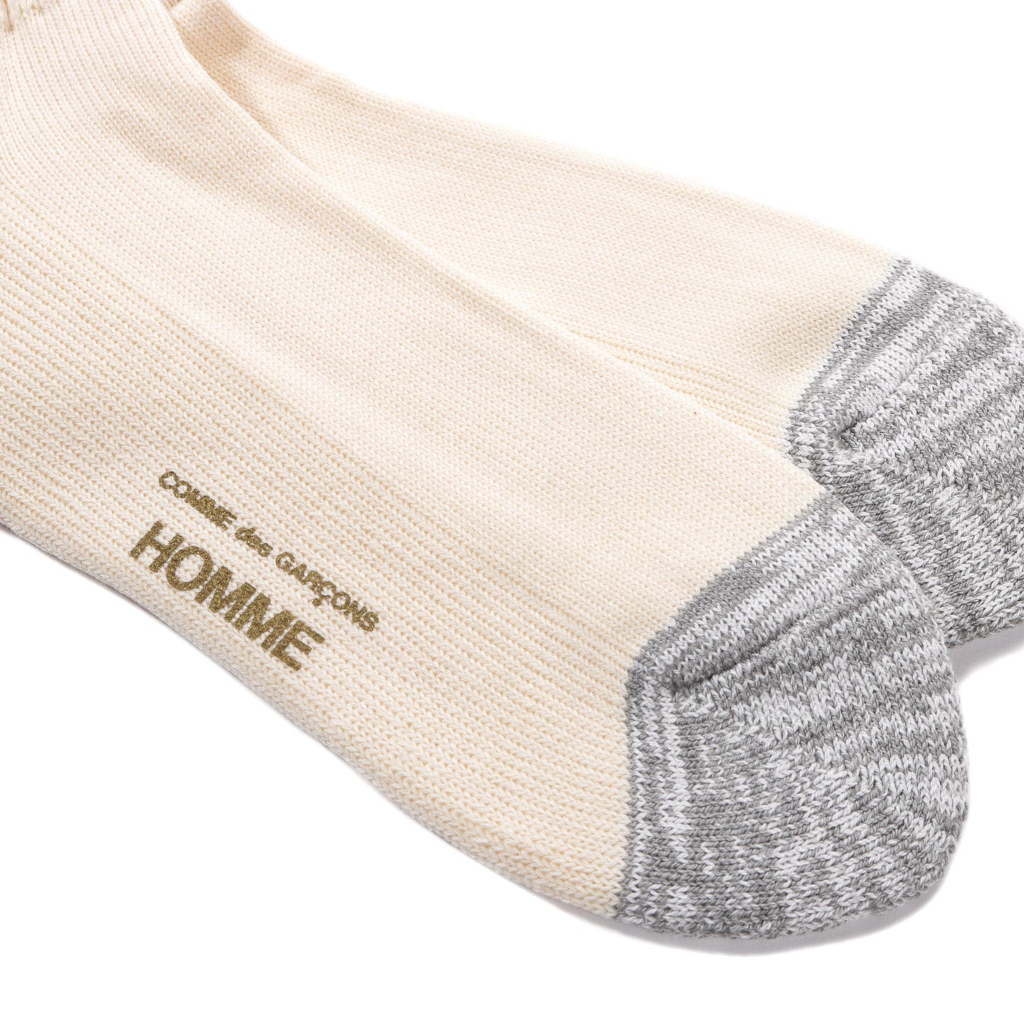 COMME DES GARCONS HOMME K501 LOW GAUGE PILE SOCKS CREAM X BROWN
