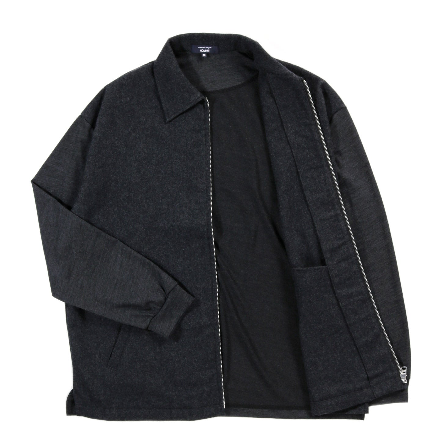 COMME DES GARCONS HOMME T016 WOOL ZIP SHIRT CHARCOAL
