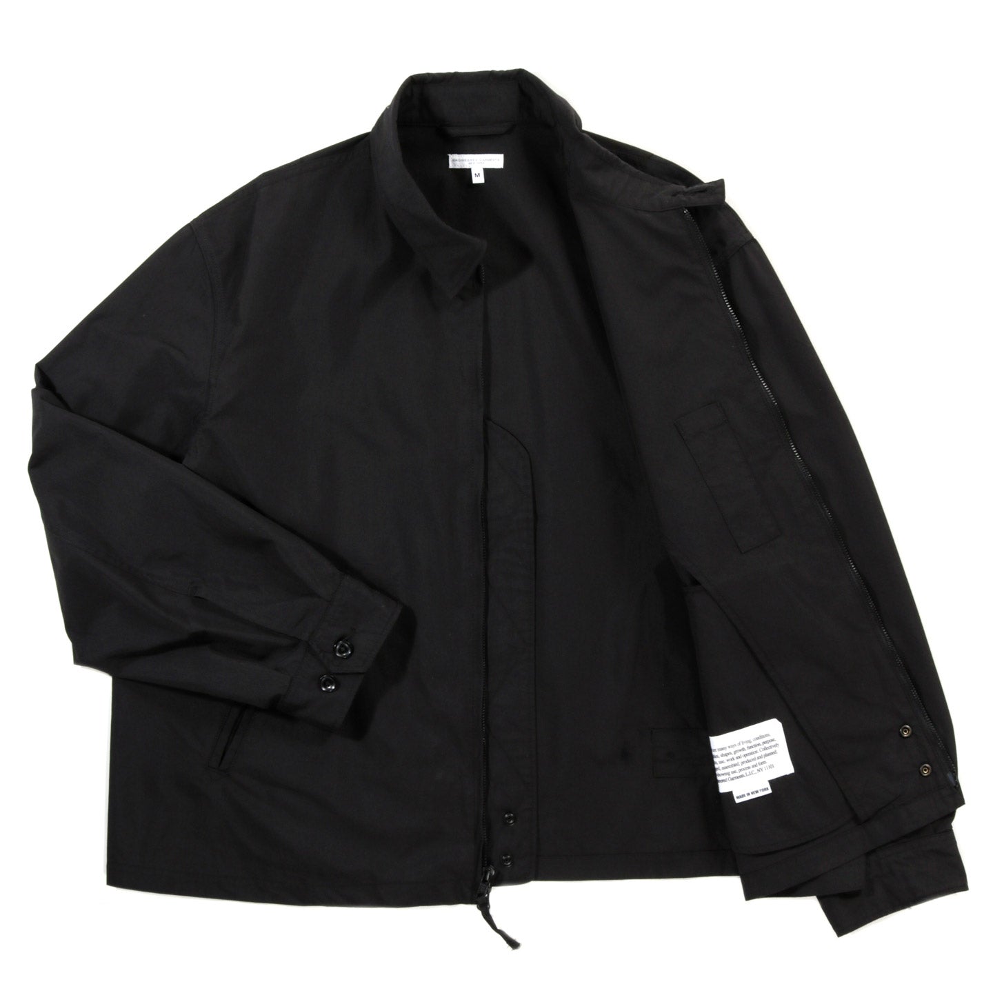 ENGINEERED GARMENTS CLAIGTON JACKET BLACK LT. WEIGHT NYCO POPLIN