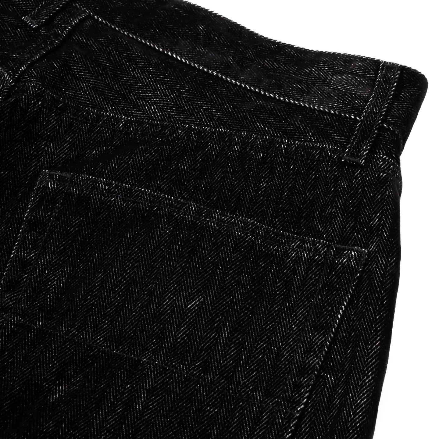 ENGINEERED GARMENTS RF JEANS BLACK COTTON FLOCKING HERRINGBONE