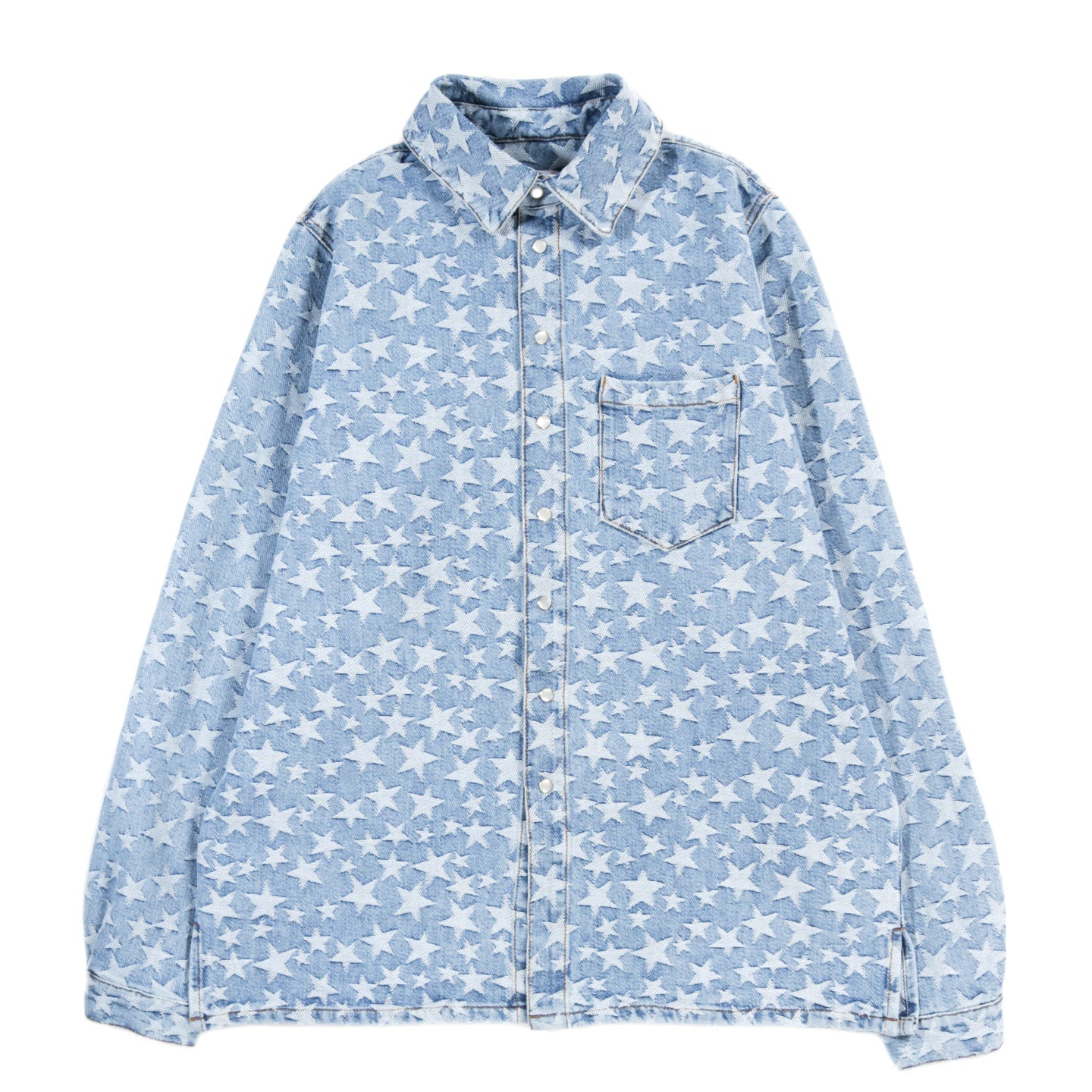 ERL DENIM JACQUARD OVERSHIRT LIGHT BLUE
