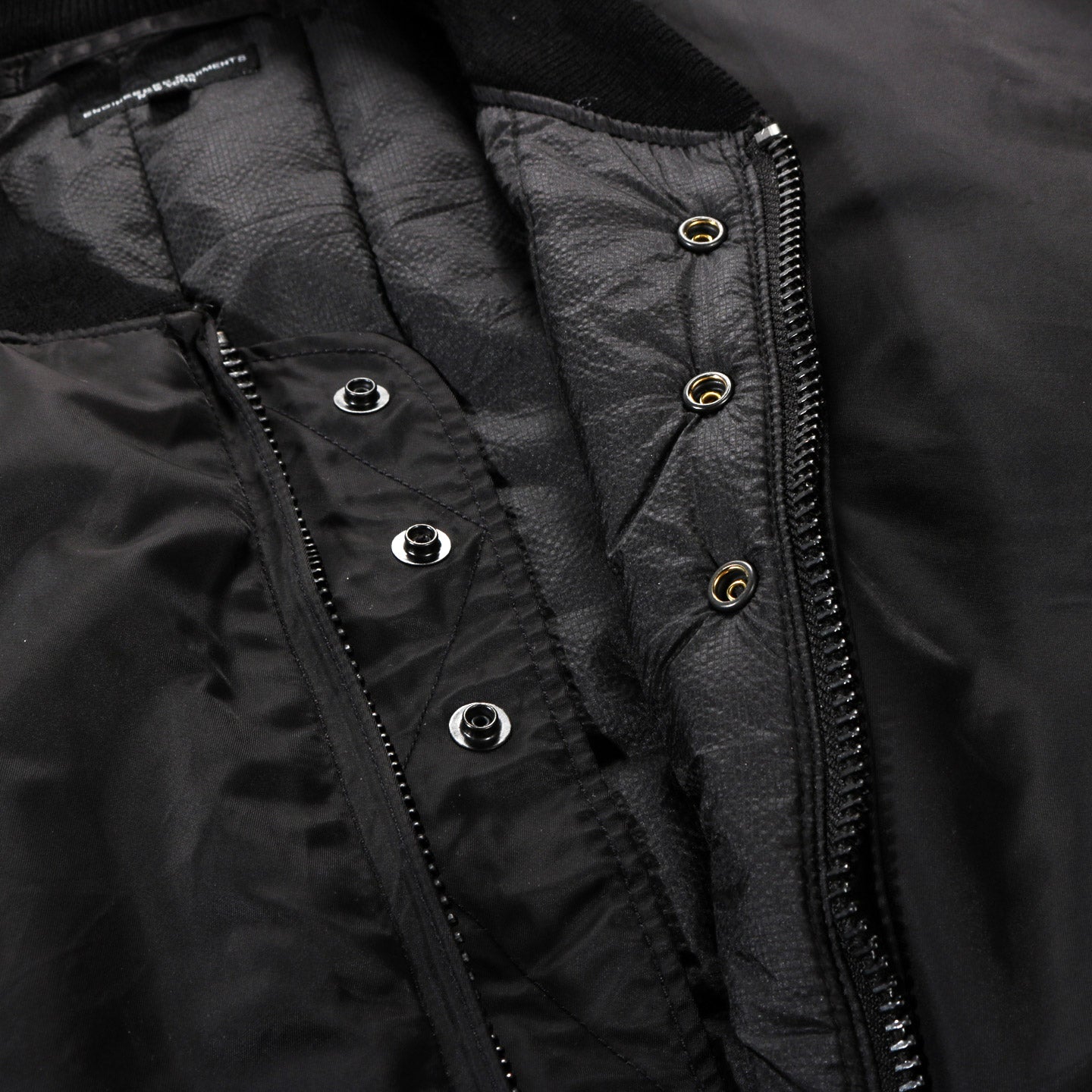 ENGINEERED GARMENTS AVIATOR JACKET BLACK FLIGHT SATIN NYLON