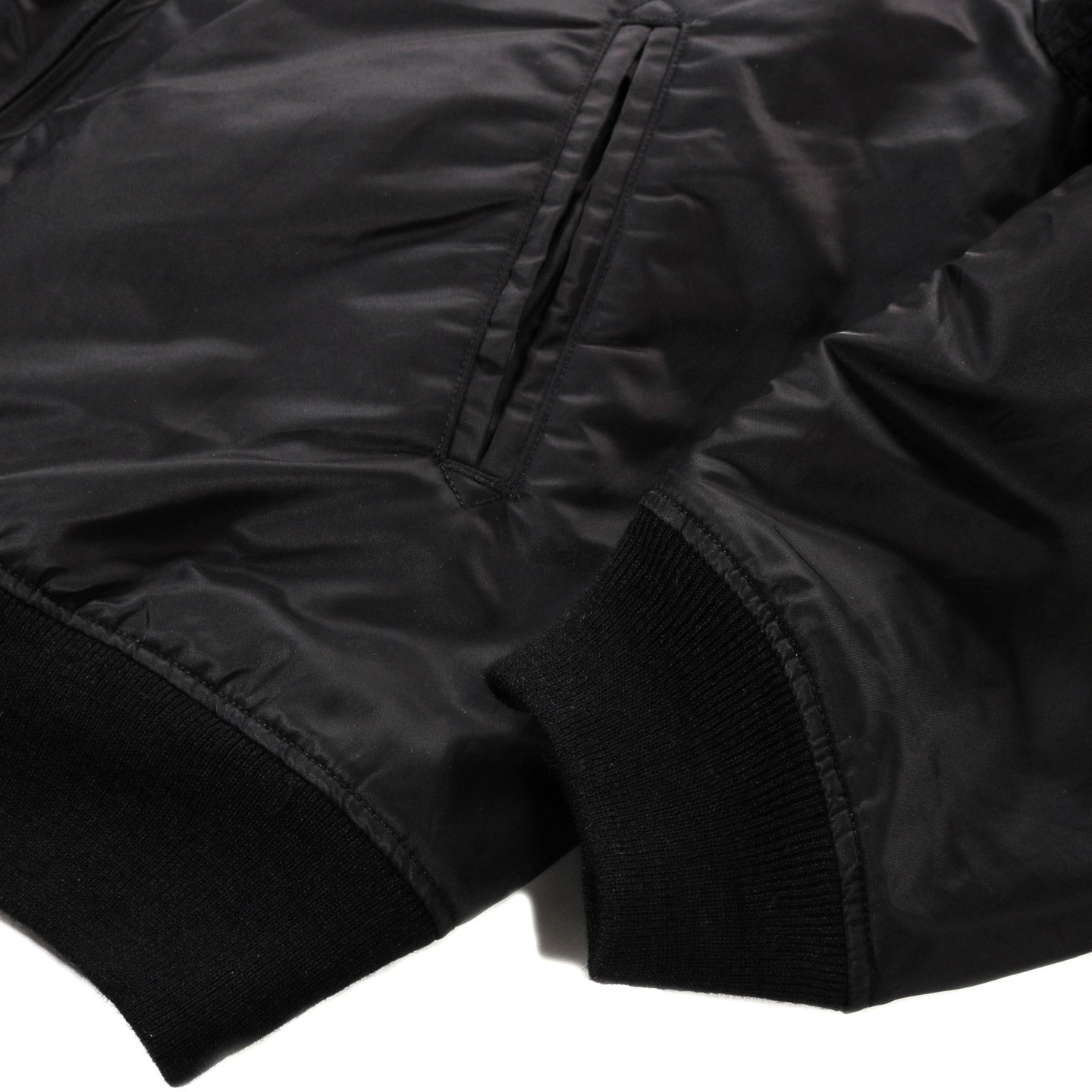 ENGINEERED GARMENTS AVIATOR JACKET BLACK FLIGHT SATIN NYLON