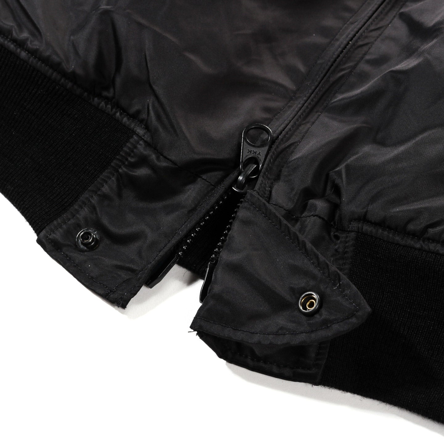 ENGINEERED GARMENTS AVIATOR JACKET BLACK FLIGHT SATIN NYLON