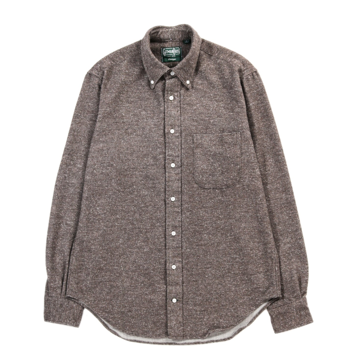 GITMAN VINTAGE BUTTON DOWN BROWN NEPPED CHAMBRAY