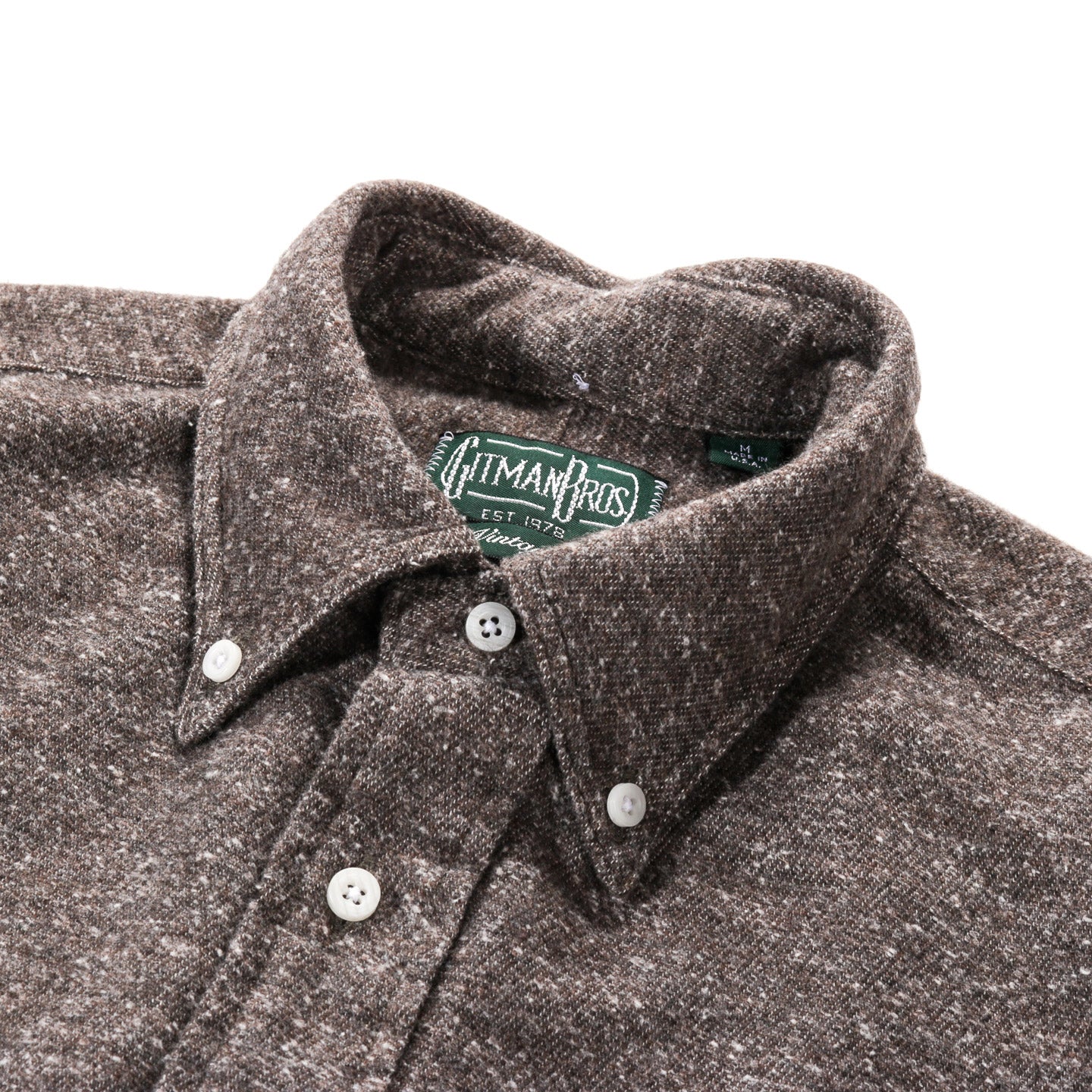 GITMAN VINTAGE BUTTON DOWN BROWN NEPPED CHAMBRAY
