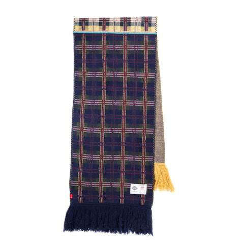 GIM CONTEXT KNITTED CHECK SCARF YELLOW / BLUE MIX
