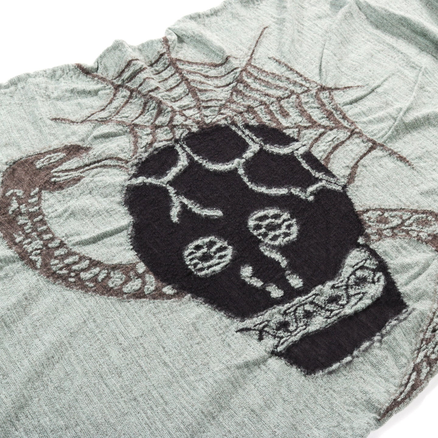 KAPITAL FULLING WOOL SCARF COPTIC SKULL GREEN