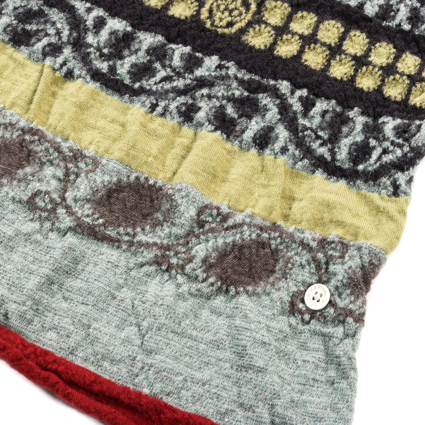 KAPITAL FULLING WOOL SCARF COPTIC SKULL GREEN