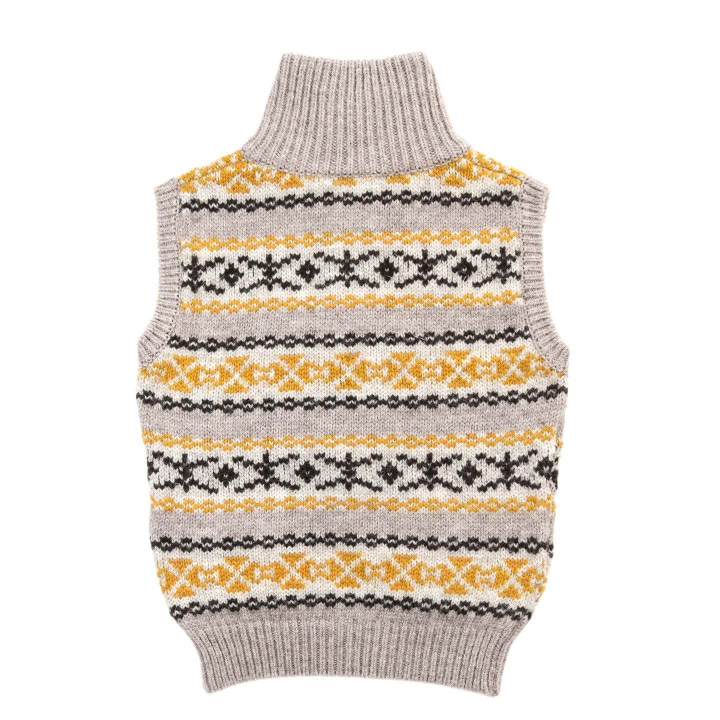 KAPITAL 3G WOOL YELLOW KNIFE FAIR ISLE HALF-ZIP VEST YELLOW