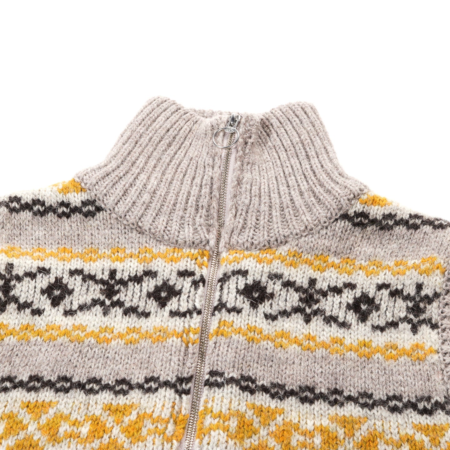 KAPITAL 3G WOOL YELLOW KNIFE FAIR ISLE HALF-ZIP VEST YELLOW