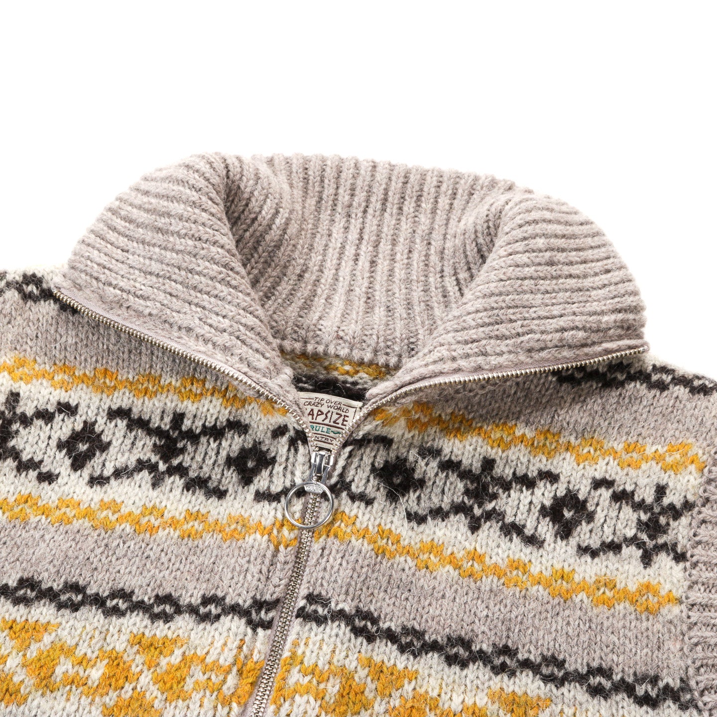 KAPITAL 3G WOOL YELLOW KNIFE FAIR ISLE HALF-ZIP VEST YELLOW