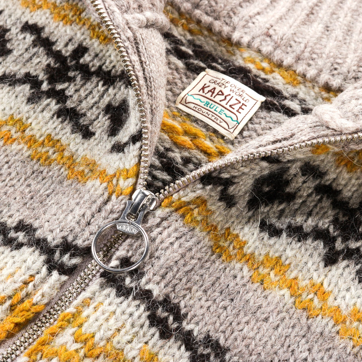 KAPITAL 3G WOOL YELLOW KNIFE FAIR ISLE HALF-ZIP VEST YELLOW