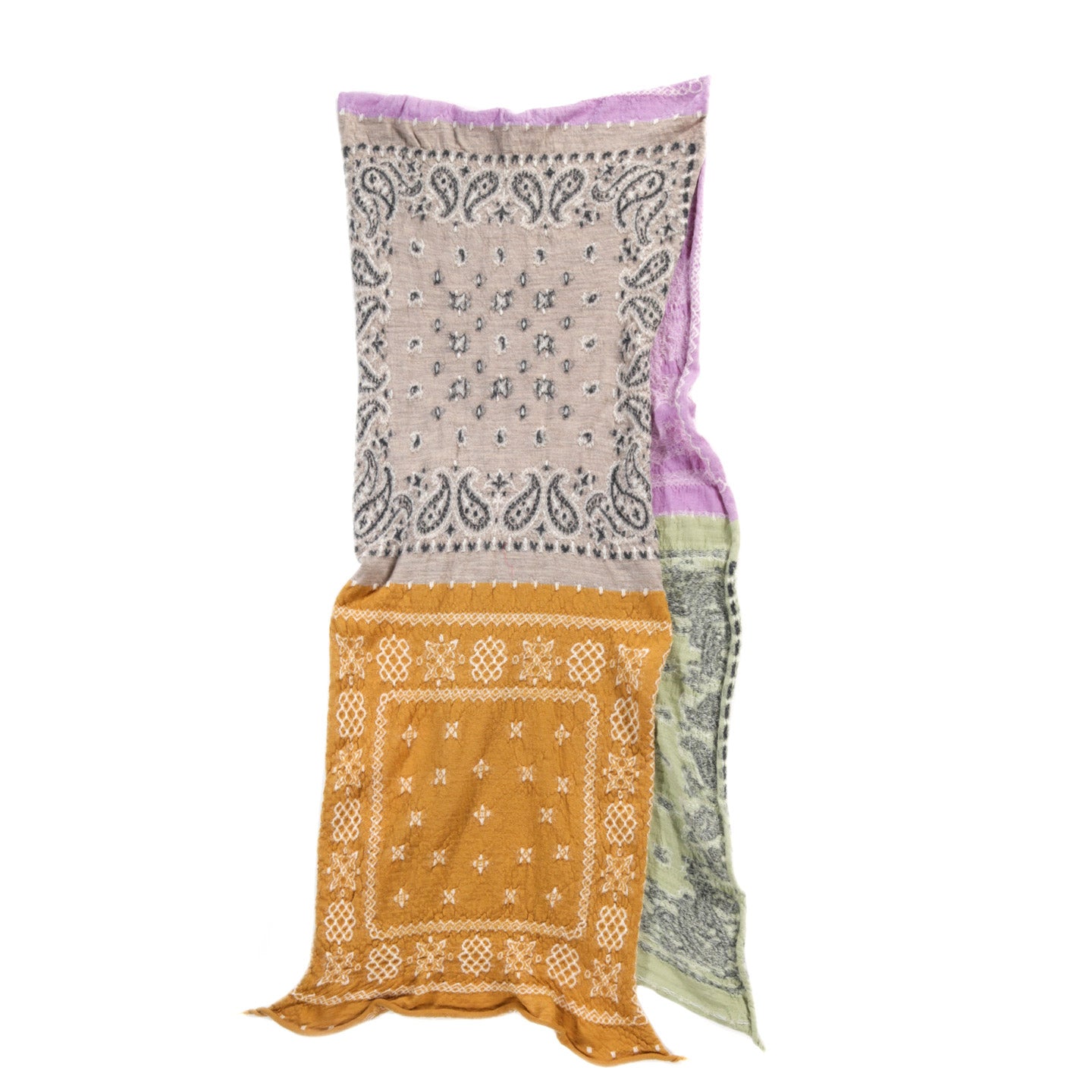 KAPITAL FULLING WOOL HAPPY SCARF PASTEL BANDANA MINT GREEN