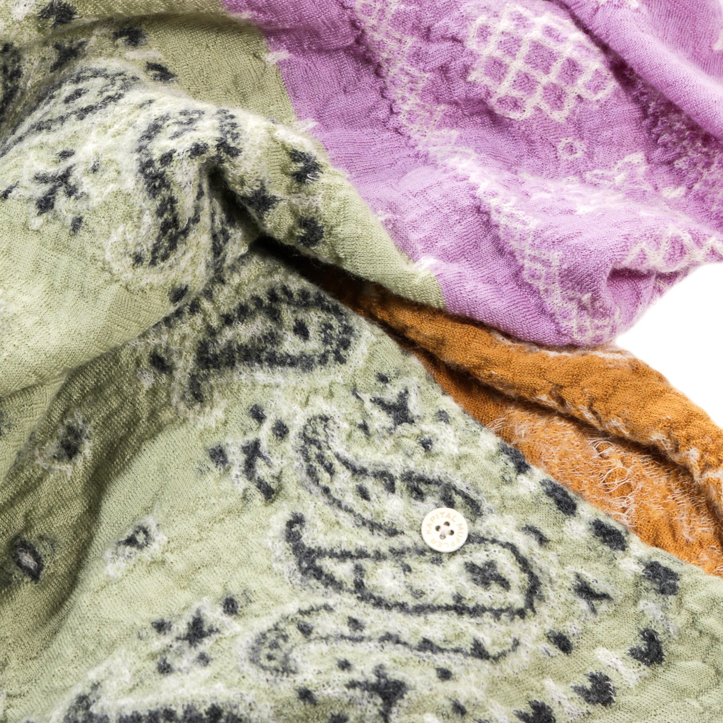 KAPITAL FULLING WOOL HAPPY SCARF PASTEL BANDANA MINT GREEN