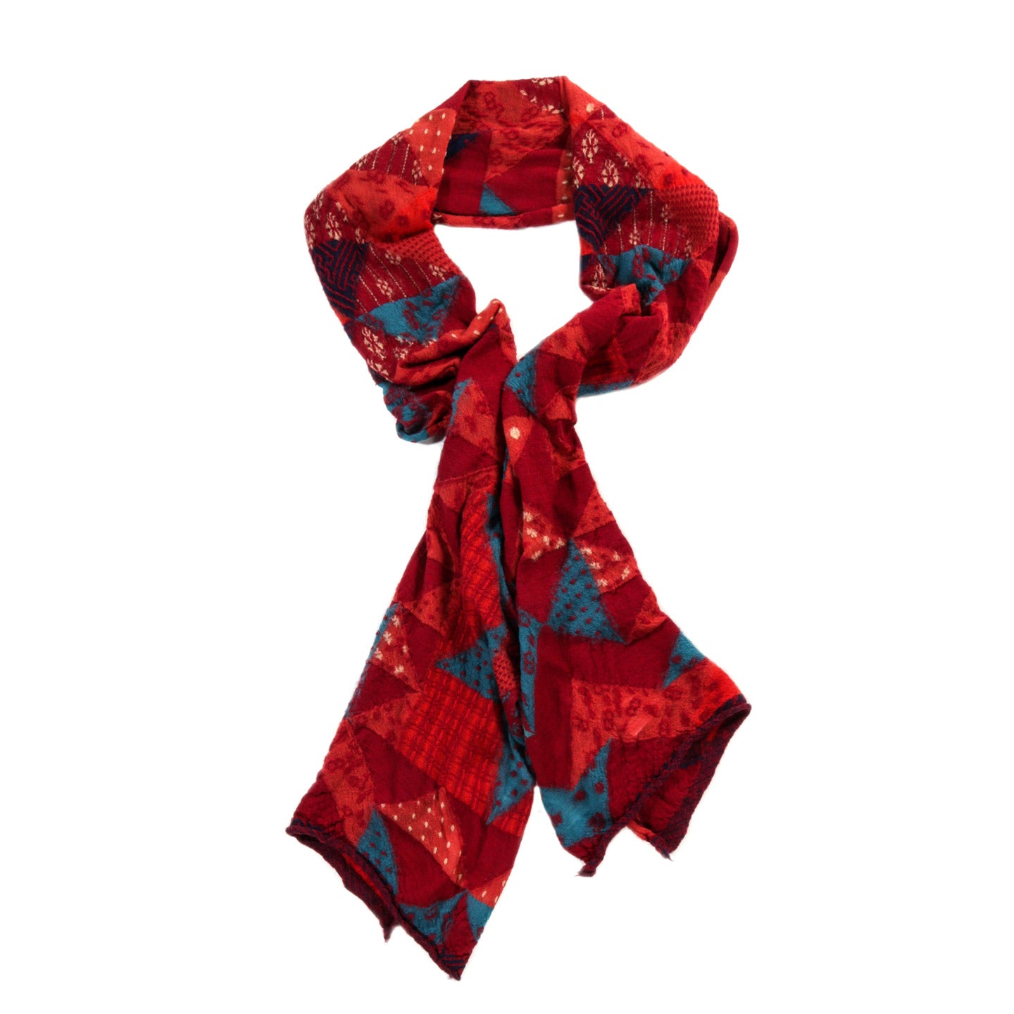 KAPITAL FULLING WOOL HAPPY SCARF INDIGO RAG RED