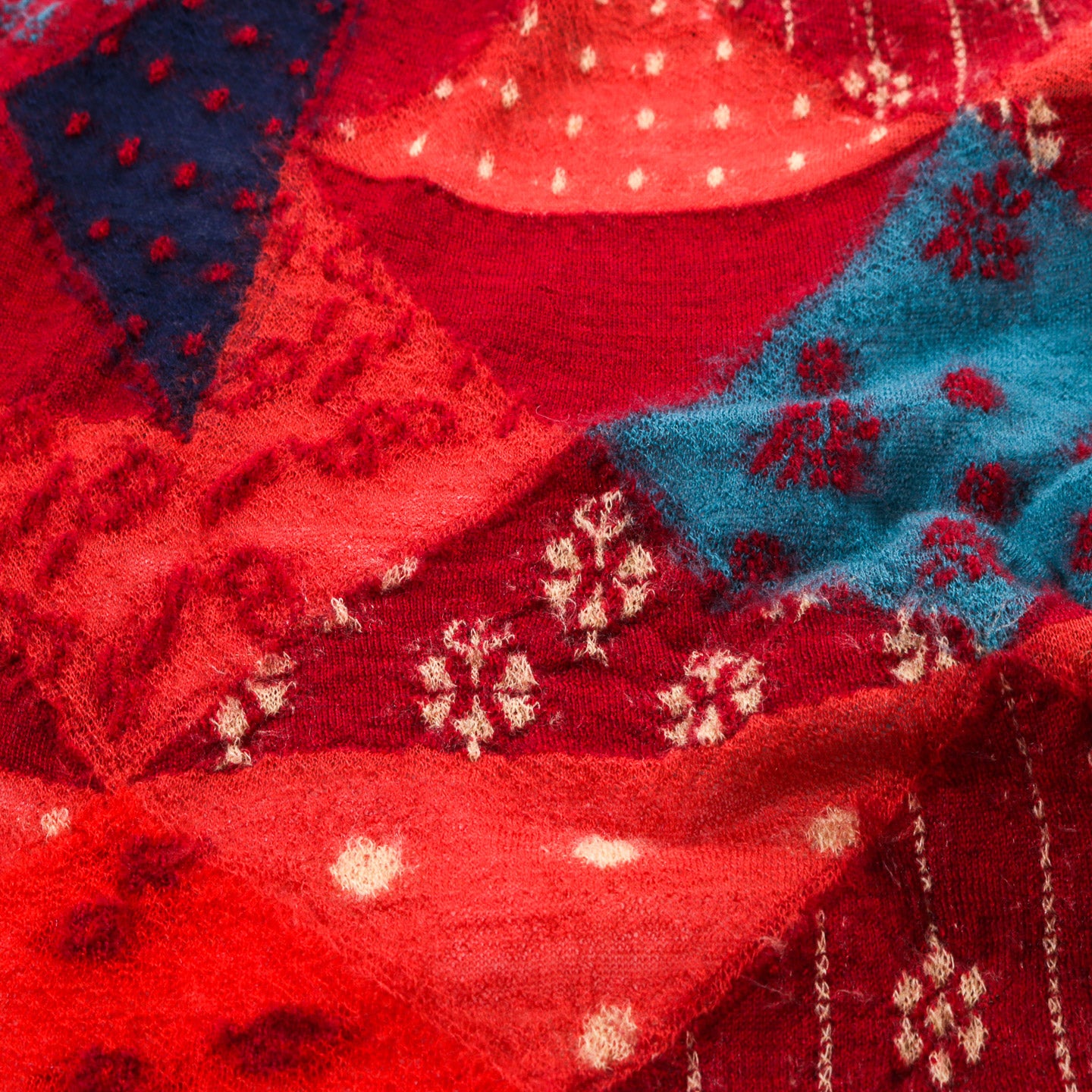 KAPITAL FULLING WOOL HAPPY SCARF INDIGO RAG RED