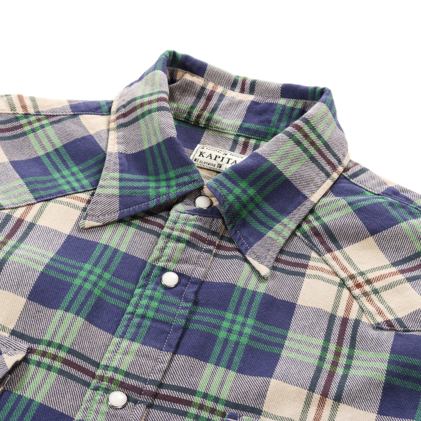 KAPITAL COLUMBIA CHECK HUSKY WESTERN SHIRT GREEN