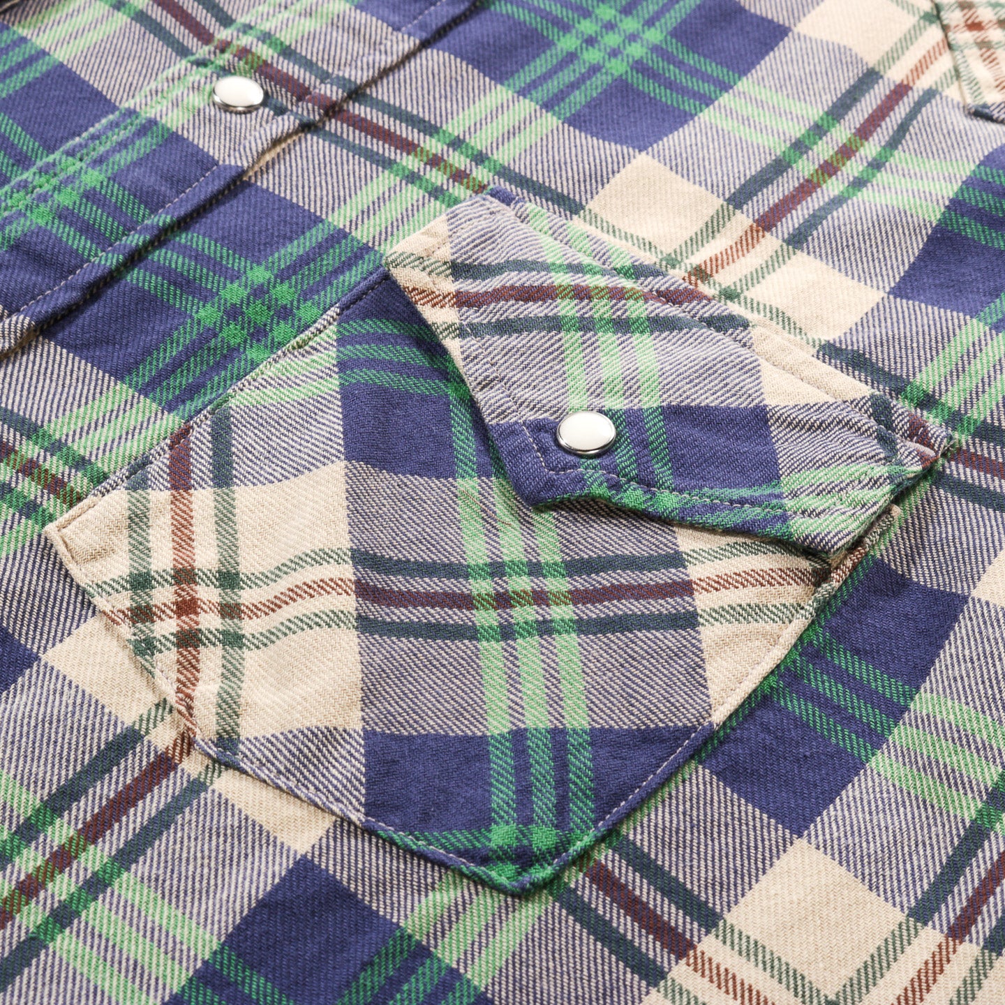 KAPITAL COLUMBIA CHECK HUSKY WESTERN SHIRT GREEN