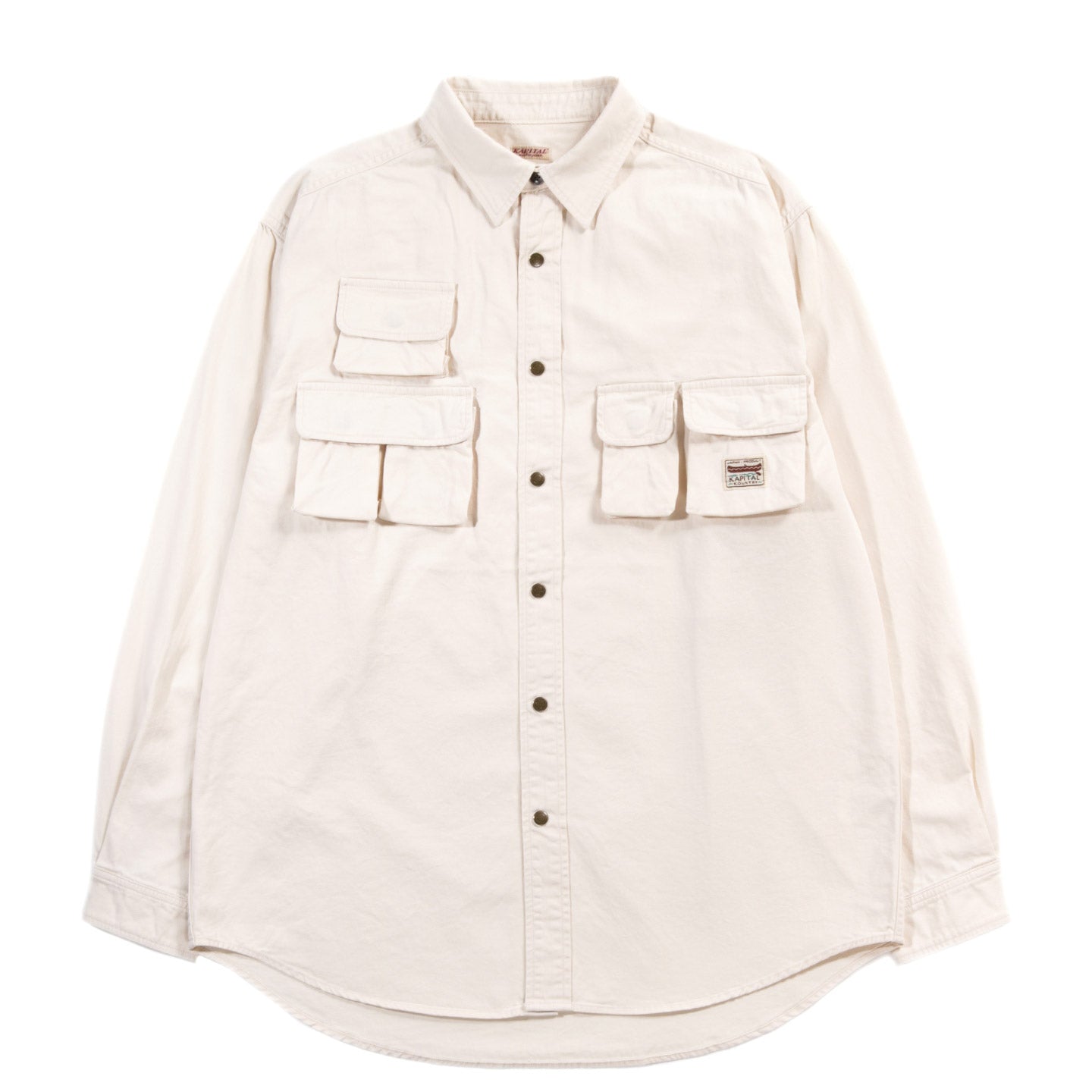 KAPITAL CHINO NUGGET-POCKET FISH SHIRT ECRU