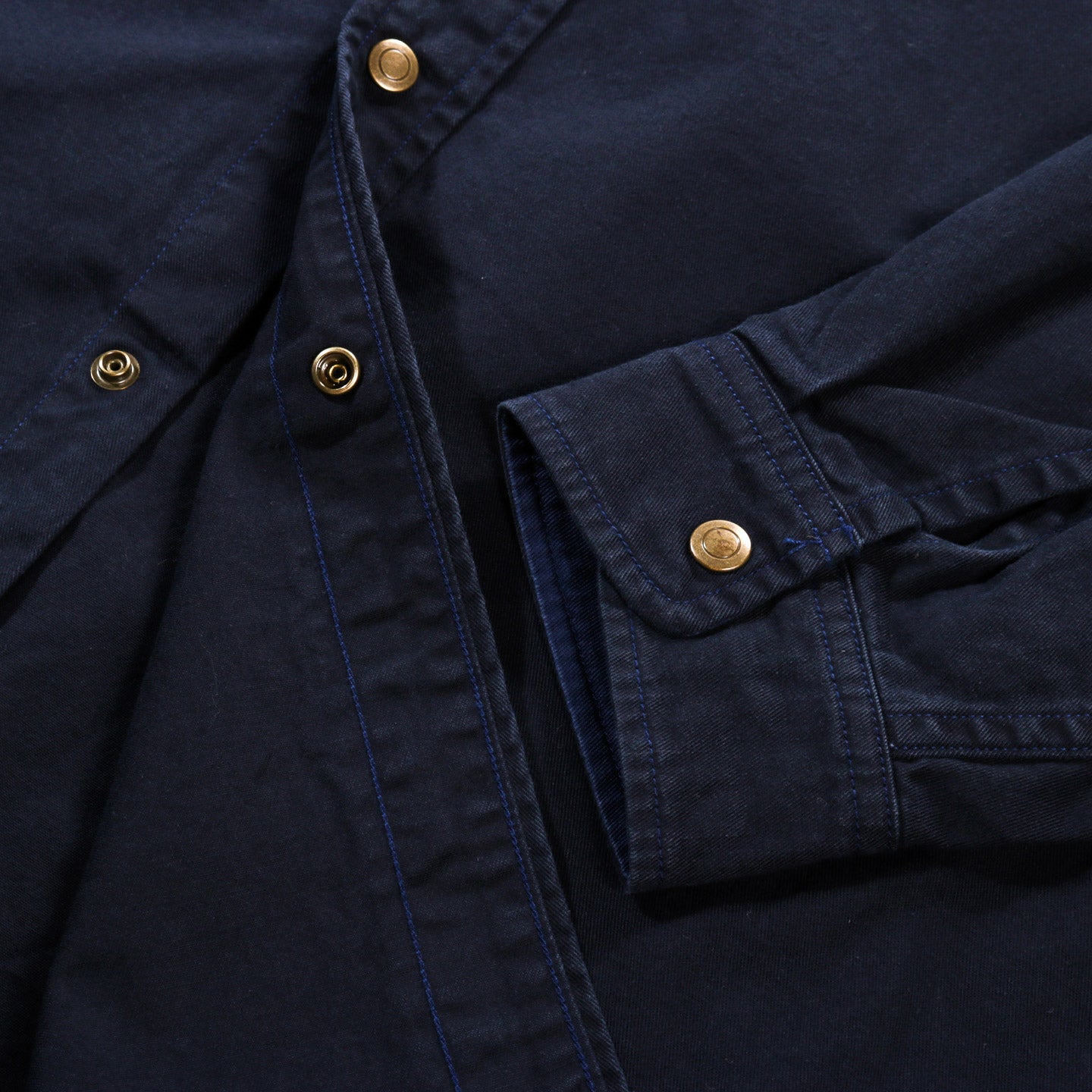 KAPITAL CHINO NUGGET-POCKET FISH SHIRT NAVY