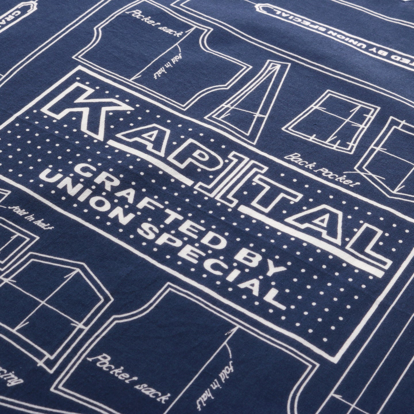 KAPITAL FASTCOLOR SELVEDGE BANDANA BARBIE PATTERN NAVY