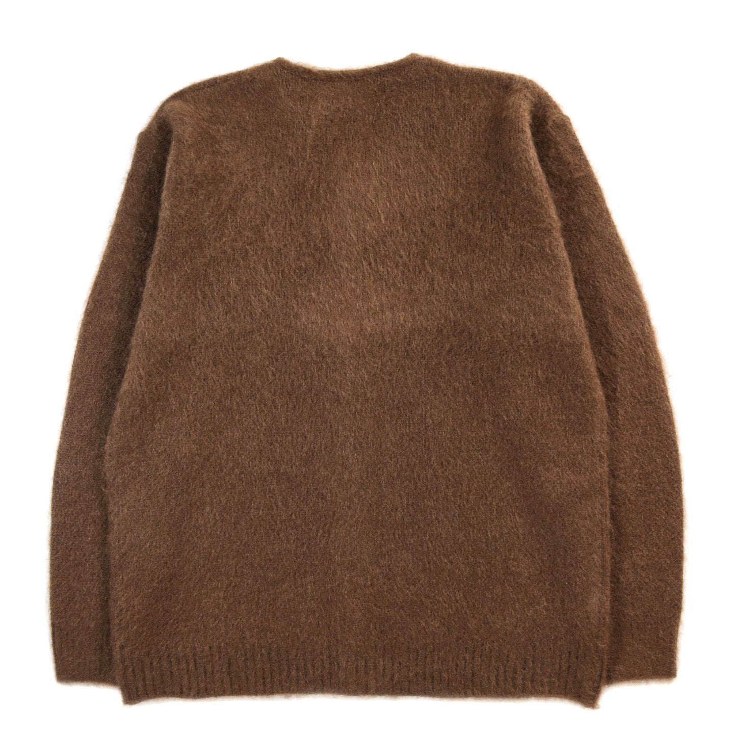 NEEDLES MOHAIR CREW NECK CARDIGAN SOLID BROWN