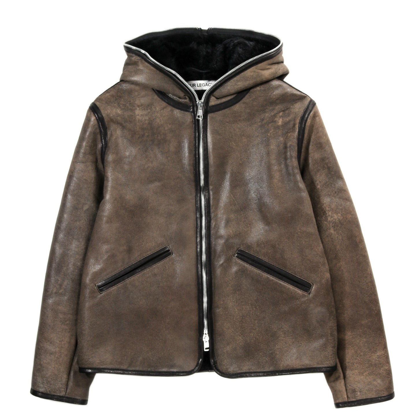 OUR LEGACY FULL ZIP JACKET SMOKY BLACK DRY SHEARLING