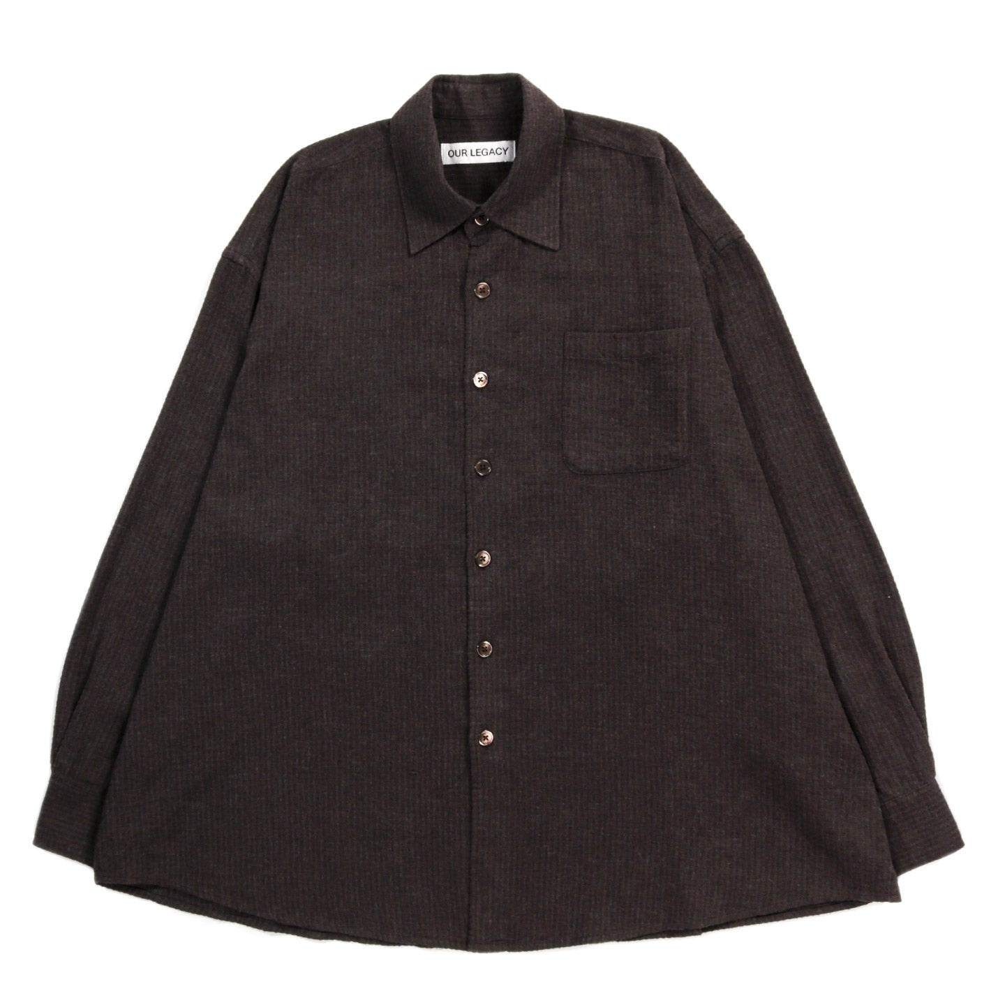 OUR LEGACY BORROWED SHIRT TRUFFLE CHECK GRID CLOTH