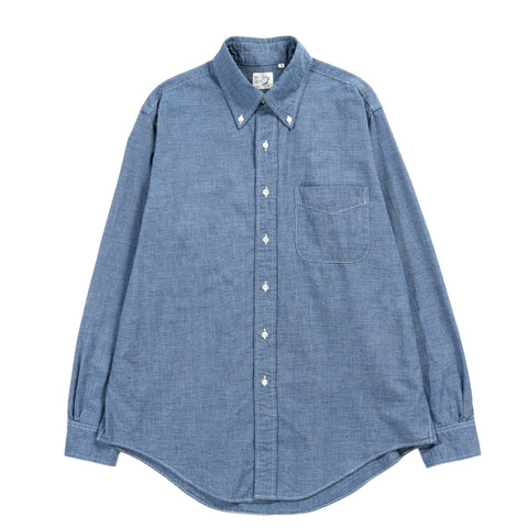 ORSLOW SMALL CHECK CHAMBRAY STANDARD BUTTON DOWN SHIRT INDIGO