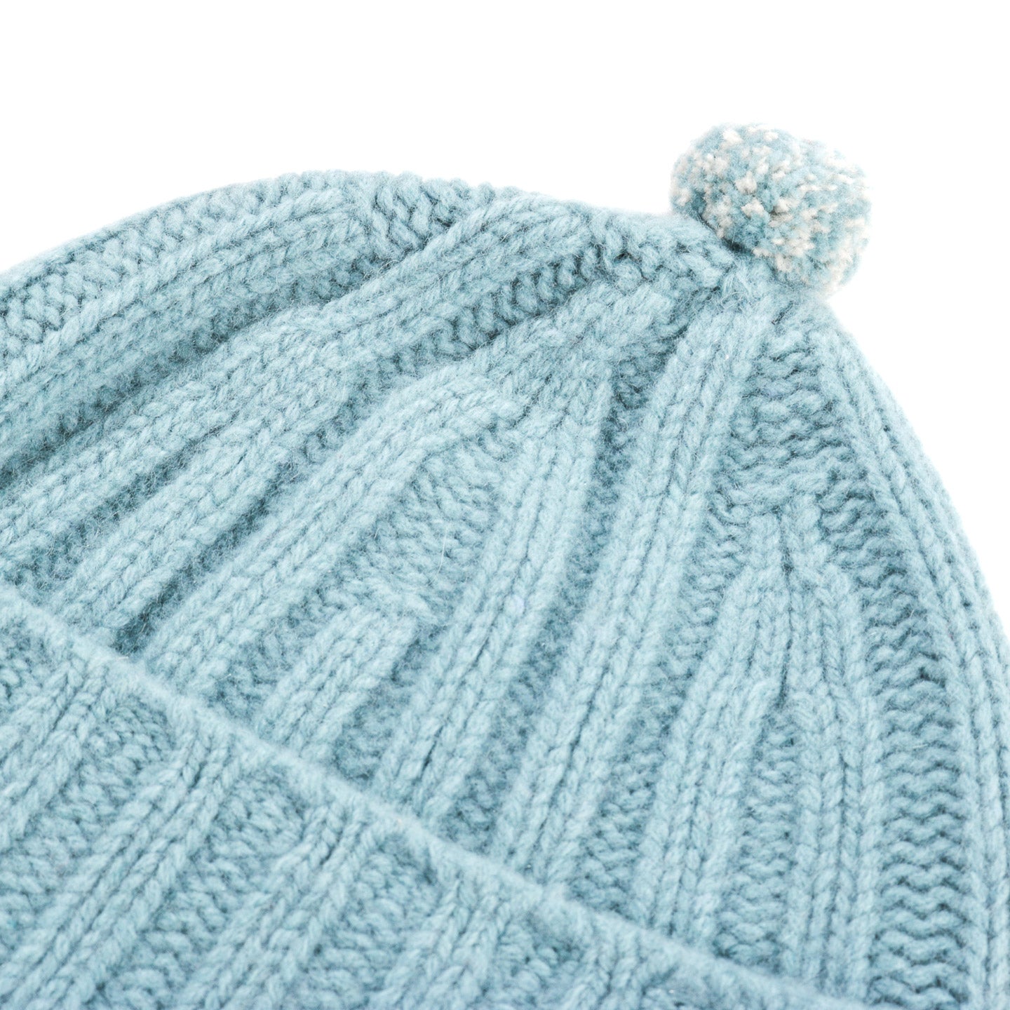 ROTOTO MERINO CASHMERE CHUNKY POM BEANIE L.BLUE