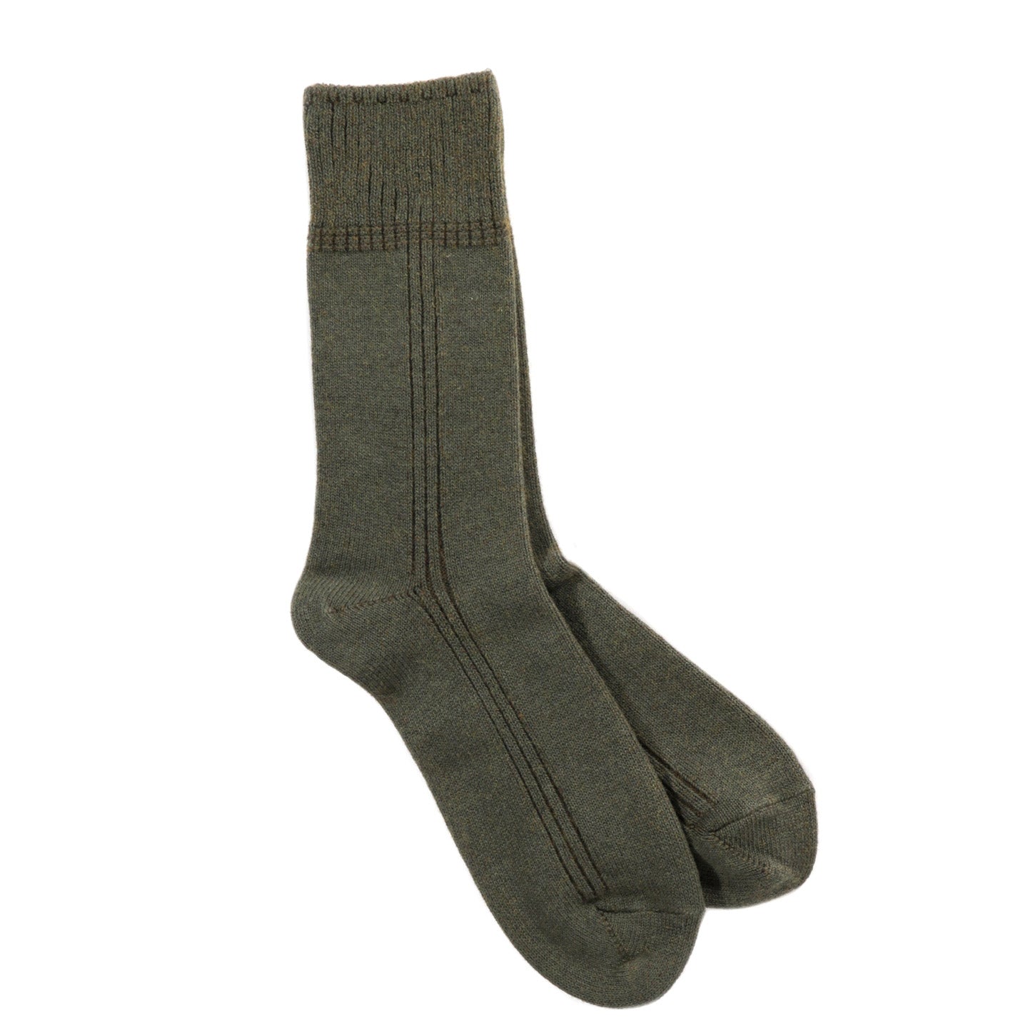 ROTOTO VERTICAL LINE COTTON WOOL SOCKS ARMY GREEN