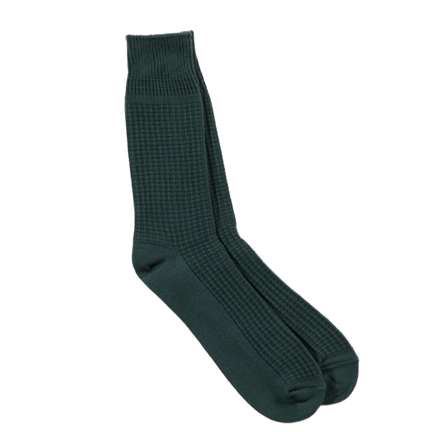 ROTOTO COTTON WAFFLE SOCKS FOREST GREEN
