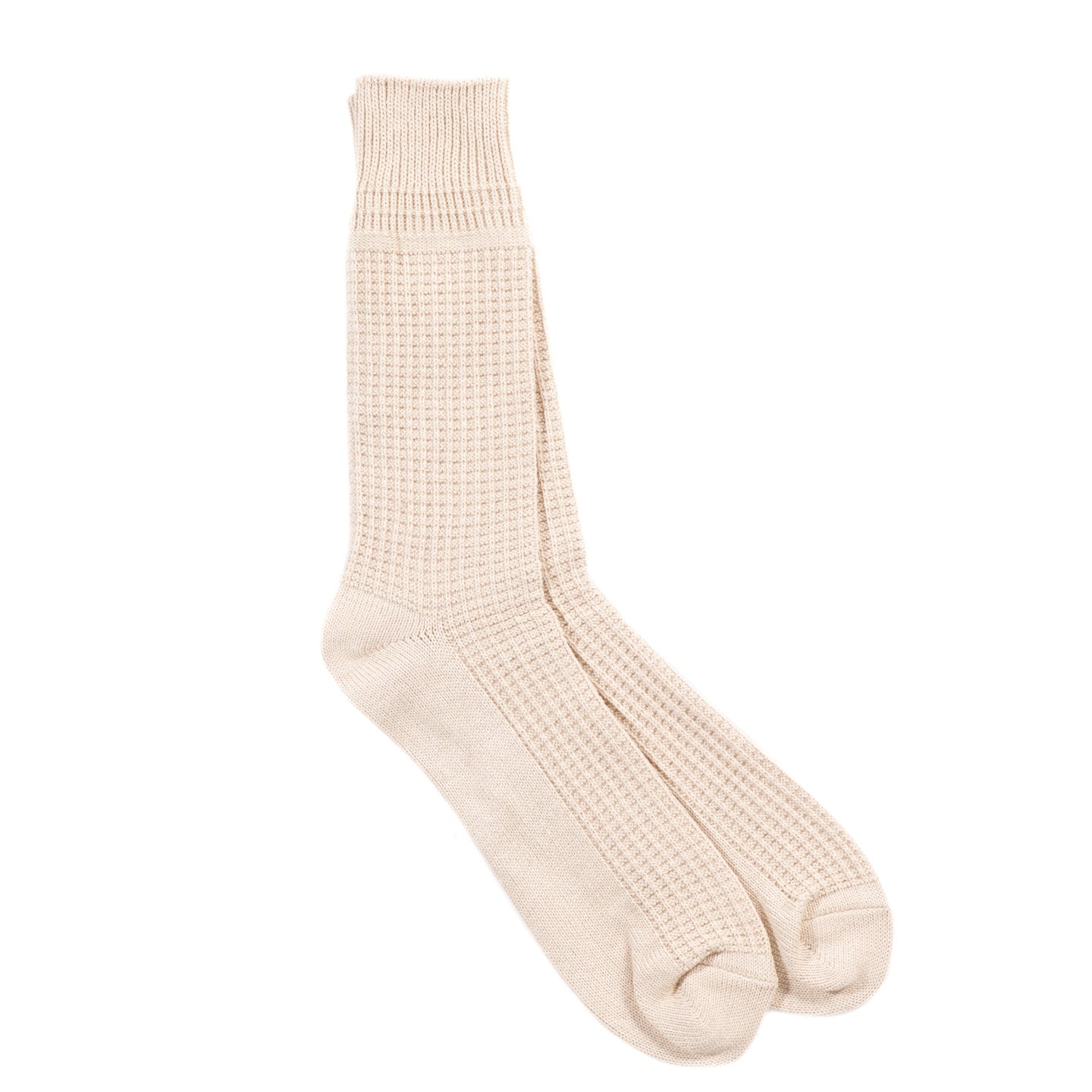 ROTOTO COTTON WAFFLE SOCKS RAW BEIGE