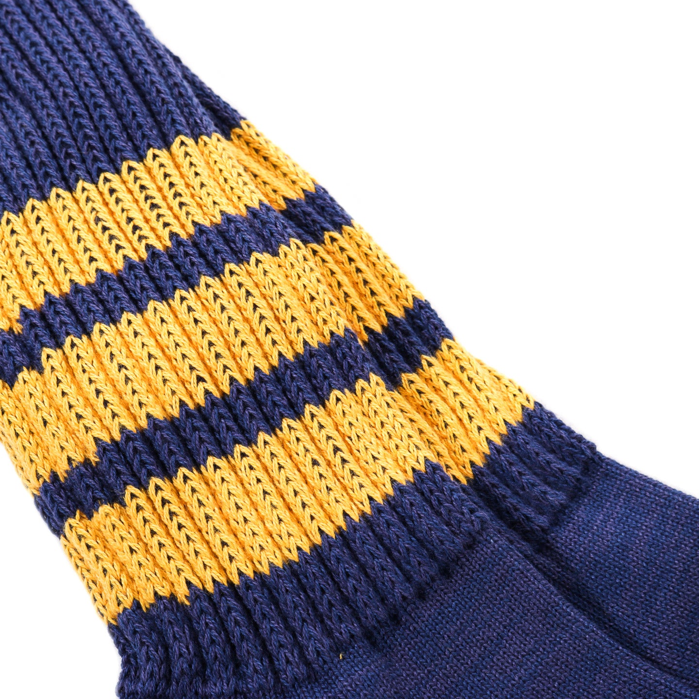 ROTOTO COARSE RIBBED CREW SOCKS NAVY / YELLOW