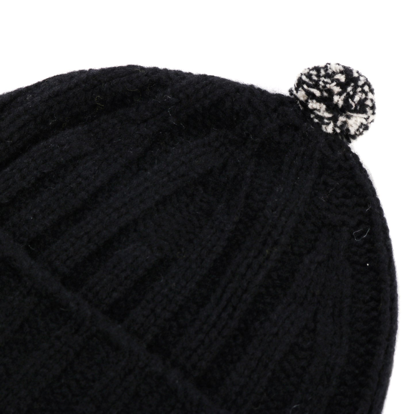 ROTOTO MERINO CASHMERE CHUNKY POM BEANIE BLACK