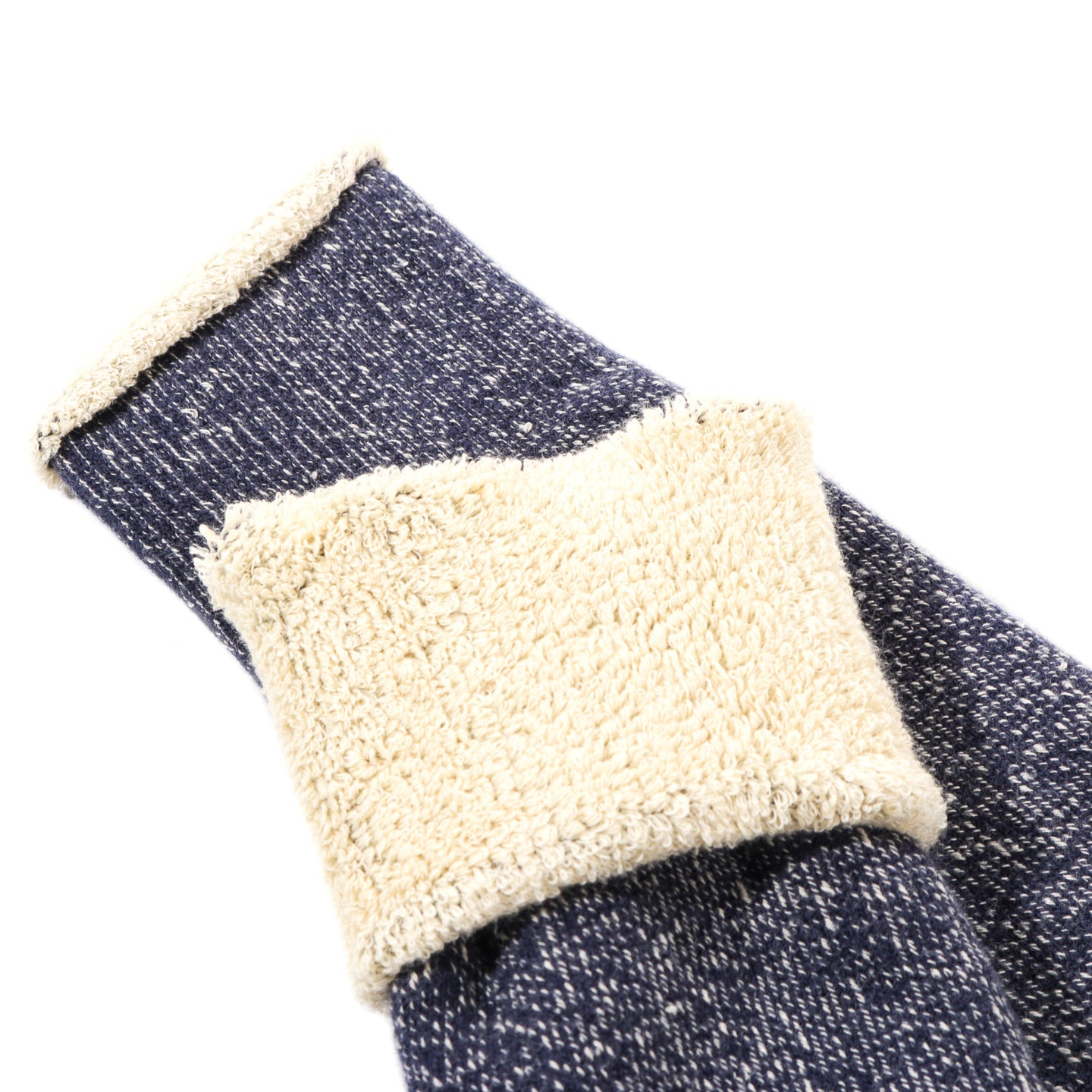 ROTOTO REVERSIBLE PILE SOCKS NAVY / CREAM