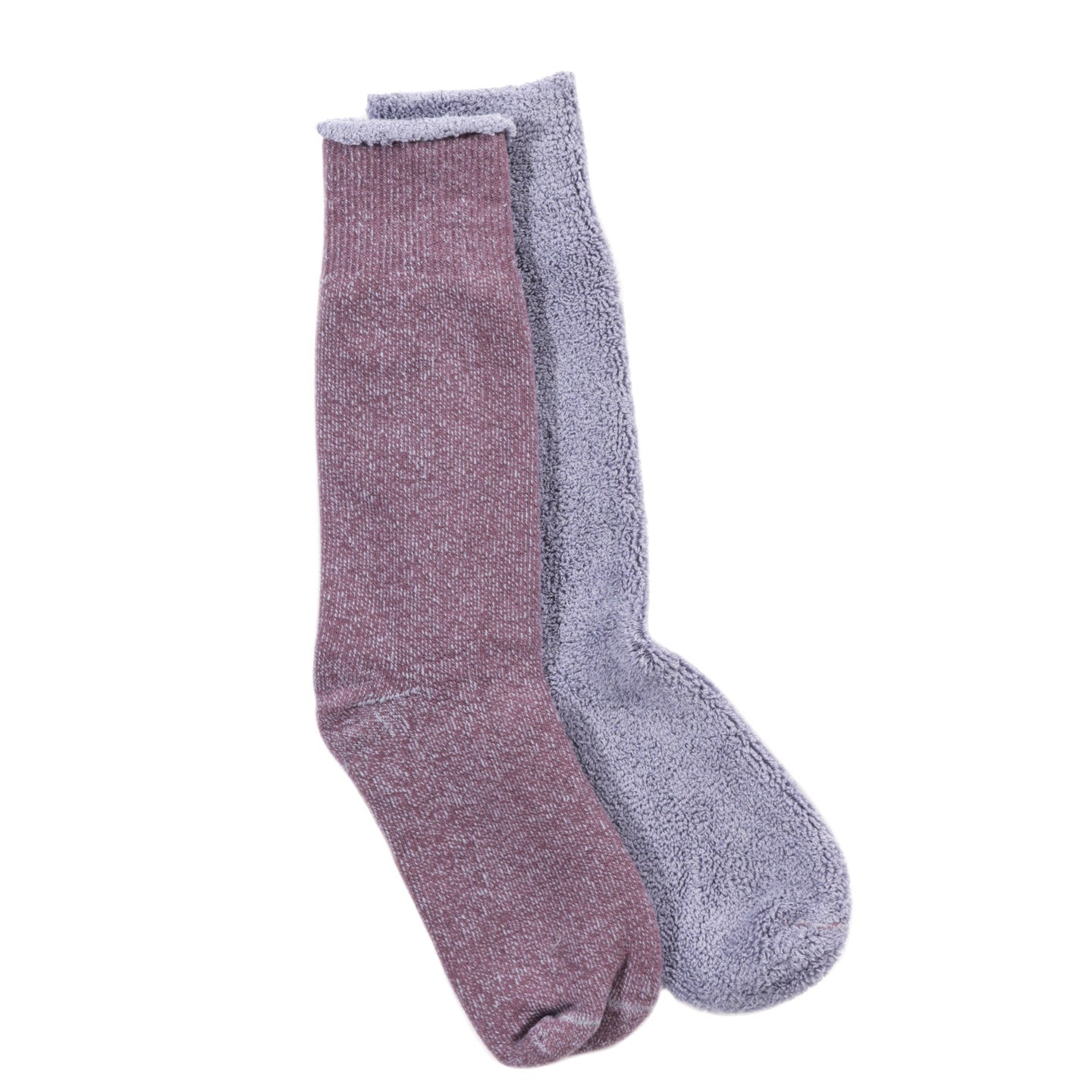 ROTOTO REVERSIBLE PILE SOCKS FADED PURPLE / L.BLUE