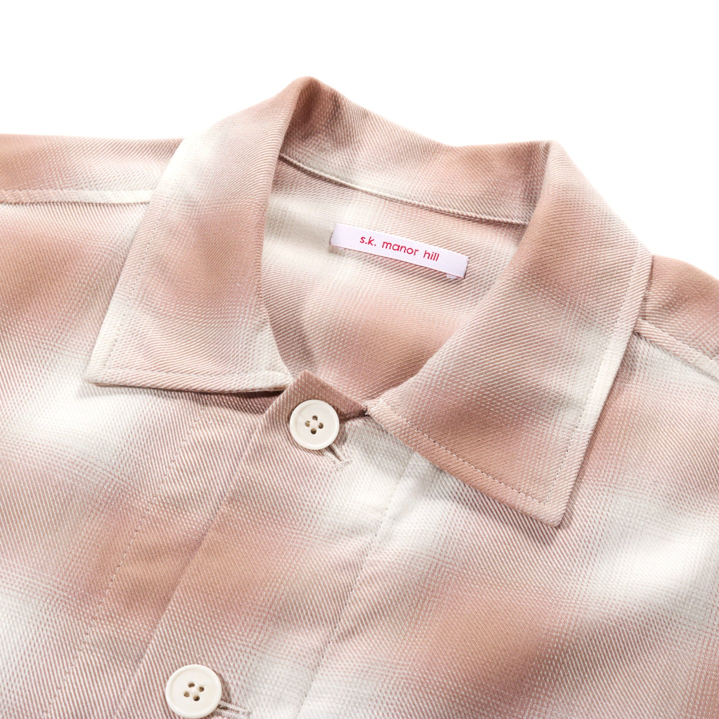 S.K. MANOR HILL TASK SHIRT JACKET PINK / SAND ORGANIC COTTON FLANNEL