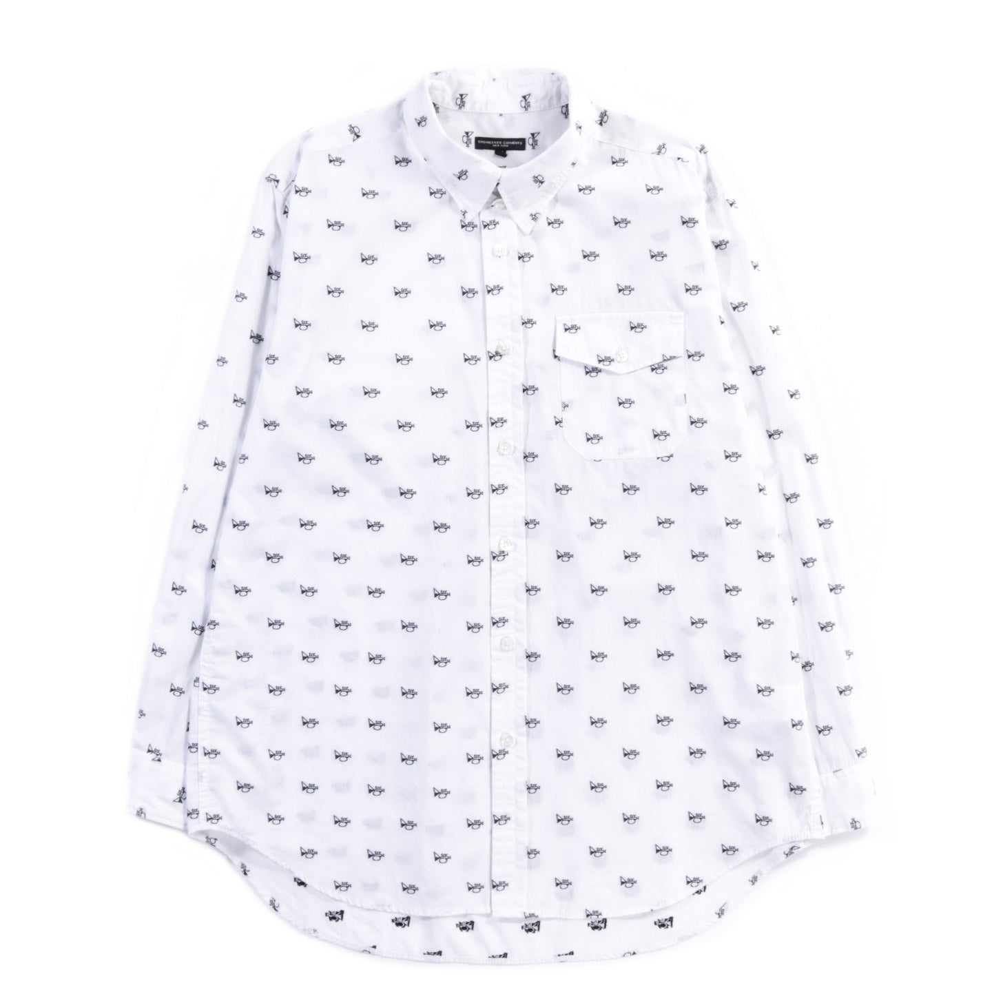 ENGINEERED GARMENTS TAB COLLAR SHIRT WHITE TRUMPET EMBROIDERY BROADCLOTH