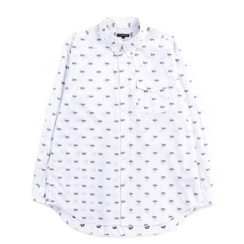 ENGINEERED GARMENTS TAB COLLAR SHIRT WHITE TRUMPET EMBROIDERY BROADCLOTH