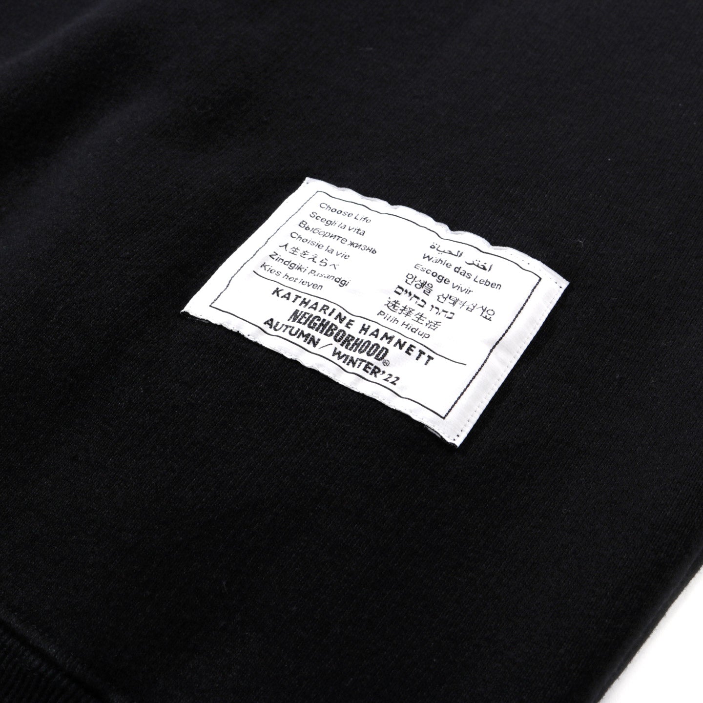 NEIGHBORHOOD KATHARINE HAMNETT LOGO CREW SWEATSHIRT BLACK